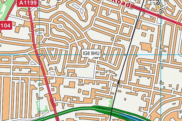 IG8 9HU map - OS VectorMap District (Ordnance Survey)