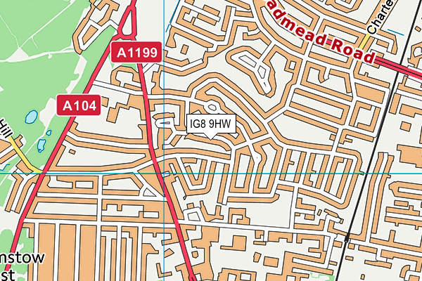 IG8 9HW map - OS VectorMap District (Ordnance Survey)