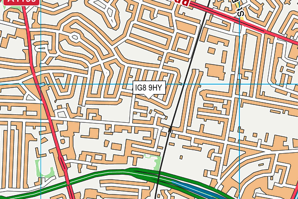 IG8 9HY map - OS VectorMap District (Ordnance Survey)