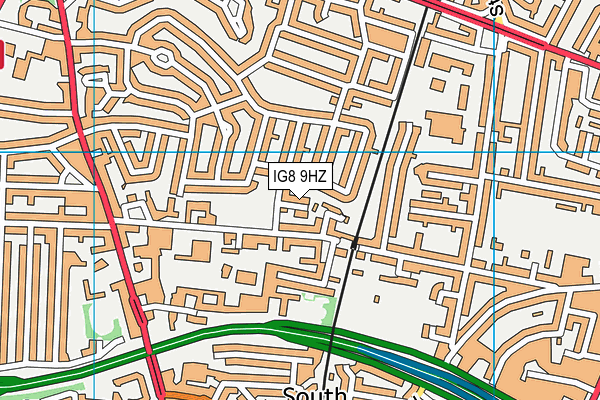 IG8 9HZ map - OS VectorMap District (Ordnance Survey)