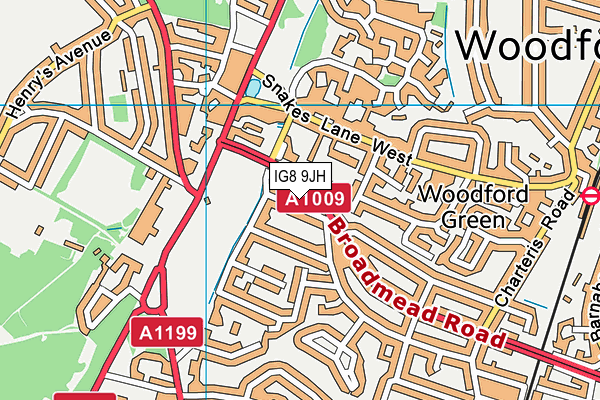 IG8 9JH map - OS VectorMap District (Ordnance Survey)