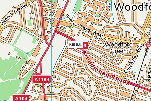 IG8 9JL map - OS VectorMap District (Ordnance Survey)