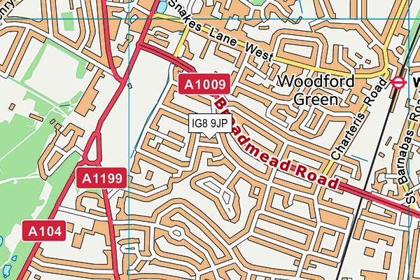 IG8 9JP map - OS VectorMap District (Ordnance Survey)