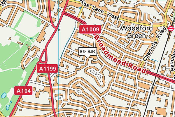 IG8 9JR map - OS VectorMap District (Ordnance Survey)