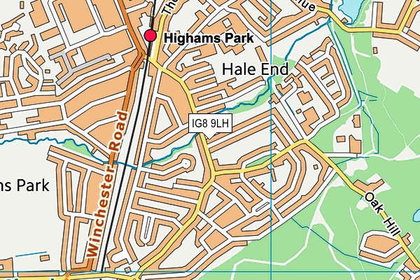 IG8 9LH map - OS VectorMap District (Ordnance Survey)