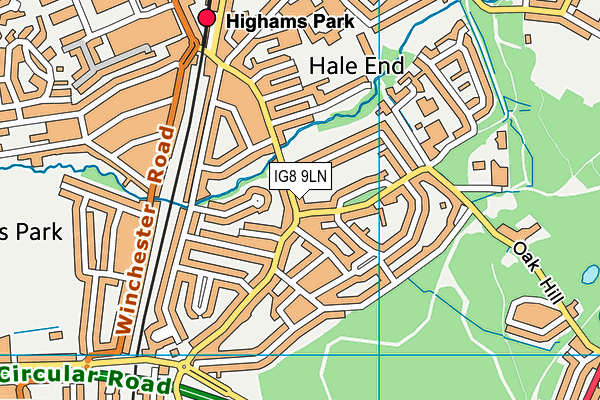 IG8 9LN map - OS VectorMap District (Ordnance Survey)