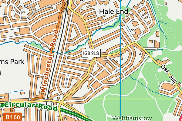 IG8 9LS map - OS VectorMap District (Ordnance Survey)