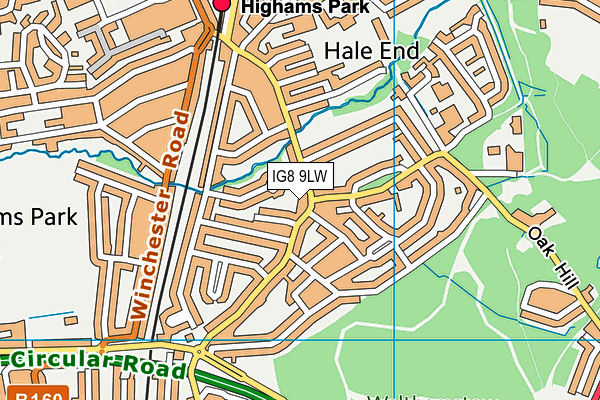 IG8 9LW map - OS VectorMap District (Ordnance Survey)