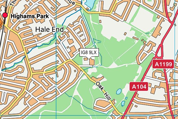 IG8 9LX map - OS VectorMap District (Ordnance Survey)