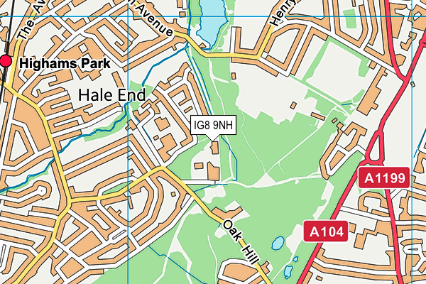 IG8 9NH map - OS VectorMap District (Ordnance Survey)