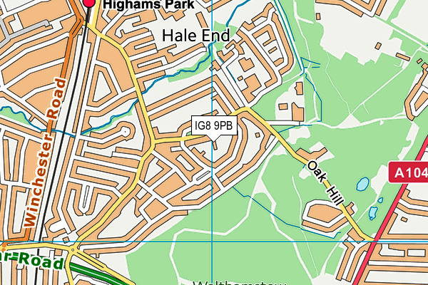 IG8 9PB map - OS VectorMap District (Ordnance Survey)