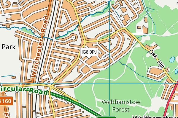 IG8 9PJ map - OS VectorMap District (Ordnance Survey)