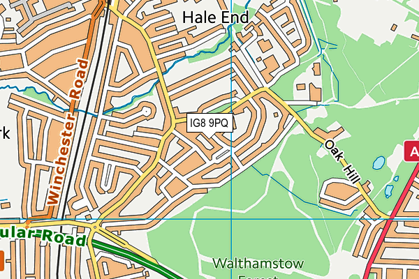 IG8 9PQ map - OS VectorMap District (Ordnance Survey)