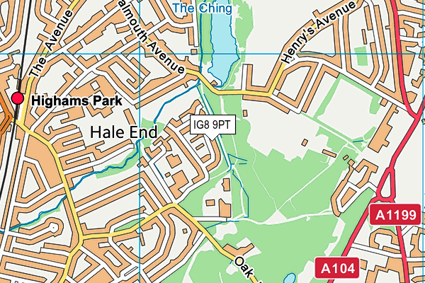 IG8 9PT map - OS VectorMap District (Ordnance Survey)