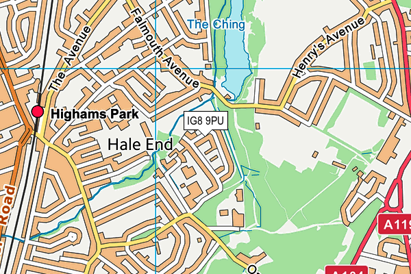 IG8 9PU map - OS VectorMap District (Ordnance Survey)