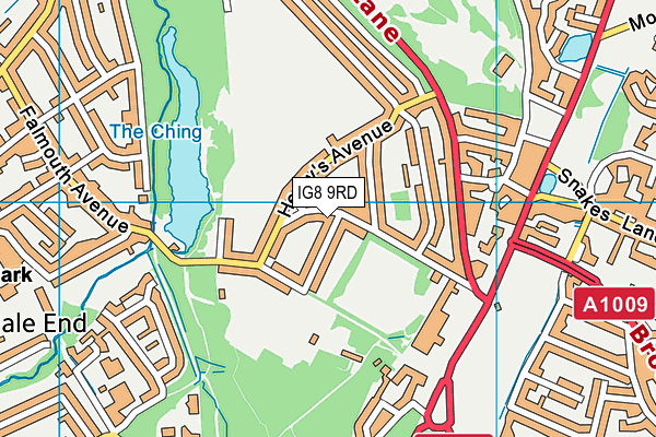 IG8 9RD map - OS VectorMap District (Ordnance Survey)