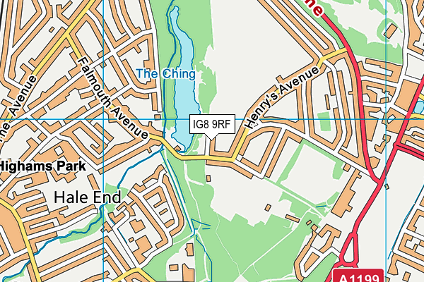 IG8 9RF map - OS VectorMap District (Ordnance Survey)