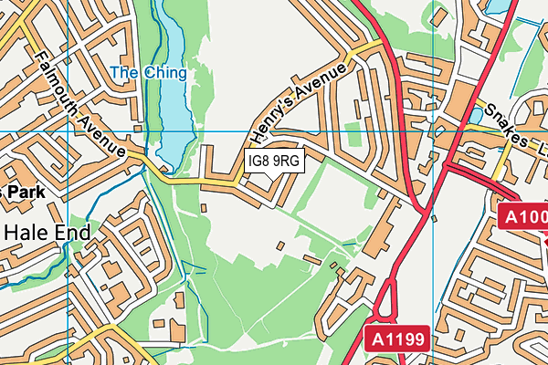 IG8 9RG map - OS VectorMap District (Ordnance Survey)