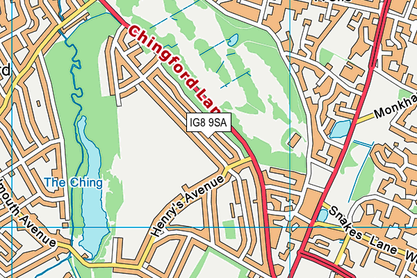 IG8 9SA map - OS VectorMap District (Ordnance Survey)