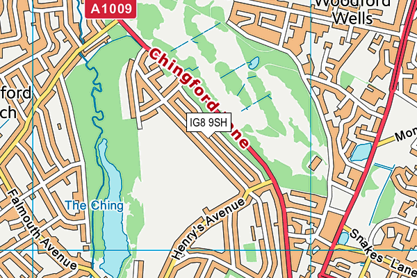 IG8 9SH map - OS VectorMap District (Ordnance Survey)