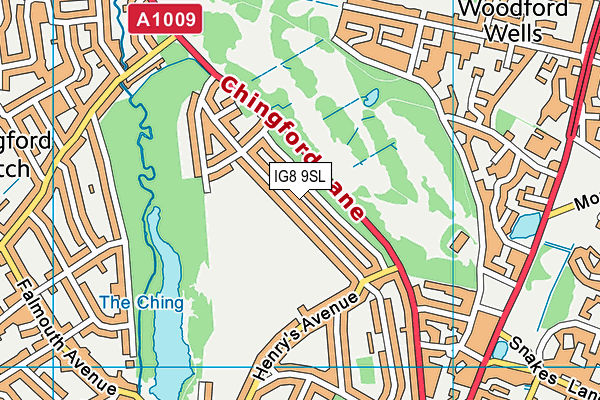 IG8 9SL map - OS VectorMap District (Ordnance Survey)