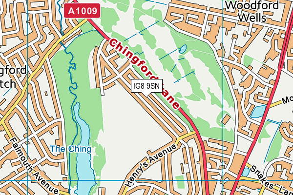 IG8 9SN map - OS VectorMap District (Ordnance Survey)