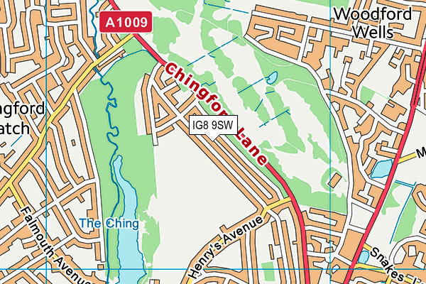 IG8 9SW map - OS VectorMap District (Ordnance Survey)