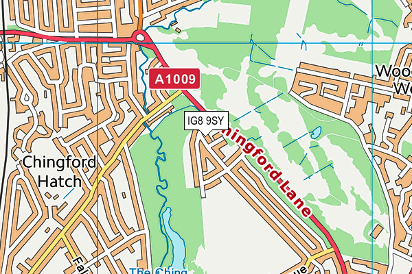 IG8 9SY map - OS VectorMap District (Ordnance Survey)