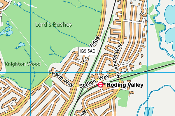 IG9 5AD map - OS VectorMap District (Ordnance Survey)
