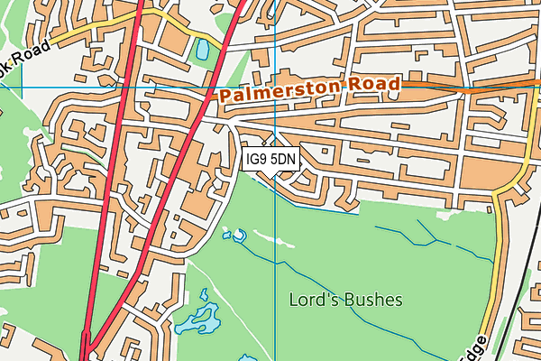 IG9 5DN map - OS VectorMap District (Ordnance Survey)