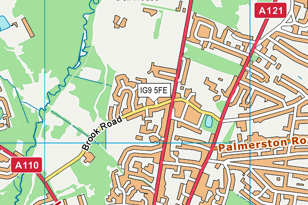 IG9 5FE map - OS VectorMap District (Ordnance Survey)