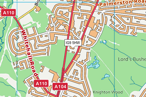 IG9 5HW map - OS VectorMap District (Ordnance Survey)