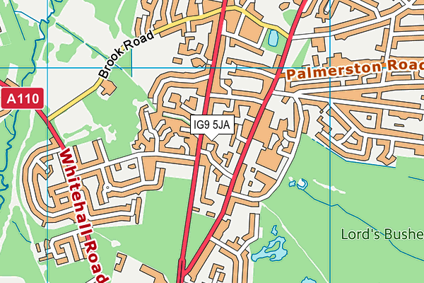 IG9 5JA map - OS VectorMap District (Ordnance Survey)