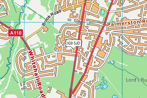 IG9 5JD map - OS VectorMap District (Ordnance Survey)