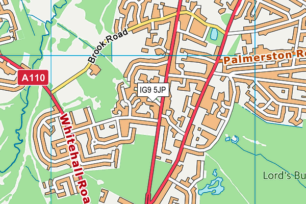 IG9 5JP map - OS VectorMap District (Ordnance Survey)