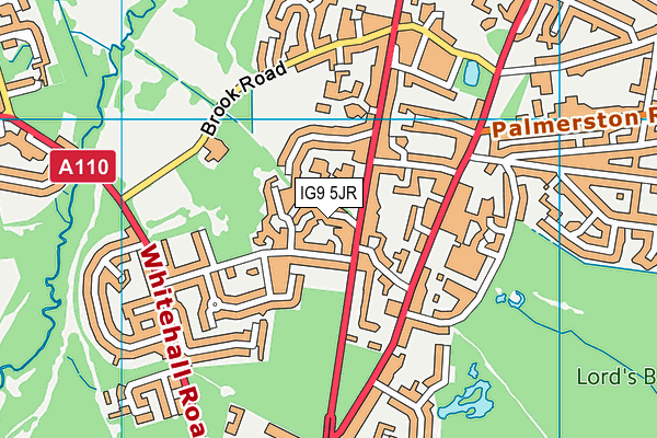 IG9 5JR map - OS VectorMap District (Ordnance Survey)