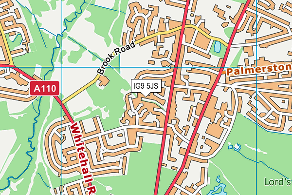 IG9 5JS map - OS VectorMap District (Ordnance Survey)
