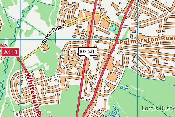 IG9 5JT map - OS VectorMap District (Ordnance Survey)