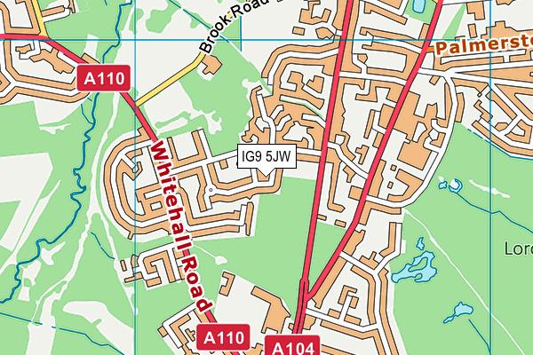 IG9 5JW map - OS VectorMap District (Ordnance Survey)