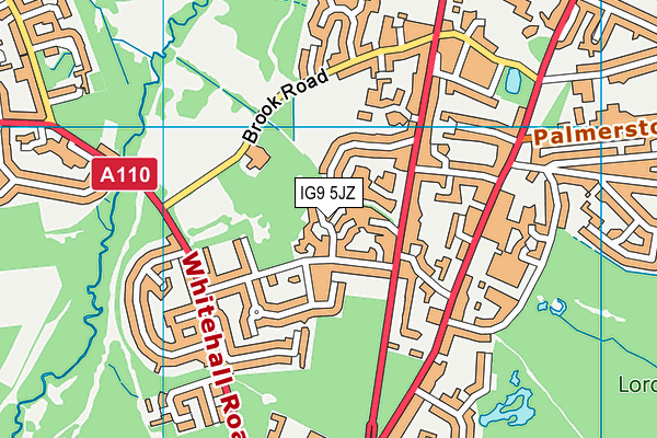 IG9 5JZ map - OS VectorMap District (Ordnance Survey)