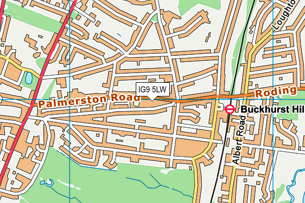 IG9 5LW map - OS VectorMap District (Ordnance Survey)