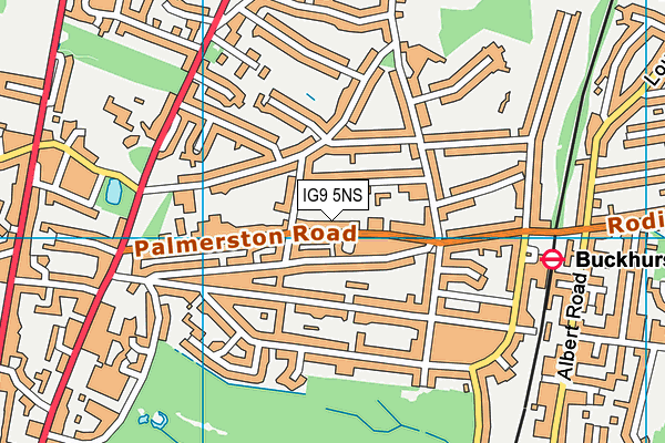 IG9 5NS map - OS VectorMap District (Ordnance Survey)