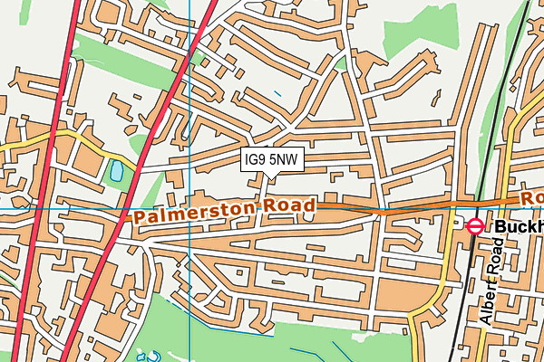 IG9 5NW map - OS VectorMap District (Ordnance Survey)