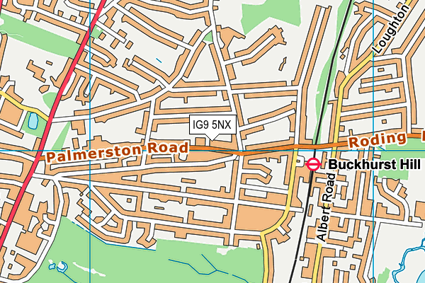 IG9 5NX map - OS VectorMap District (Ordnance Survey)