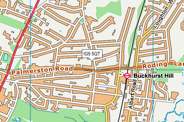 IG9 5QT map - OS VectorMap District (Ordnance Survey)