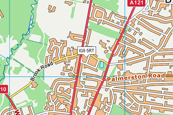IG9 5RT map - OS VectorMap District (Ordnance Survey)
