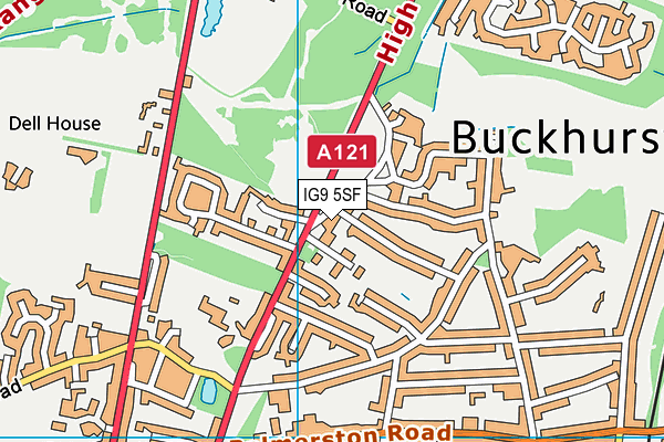 IG9 5SF map - OS VectorMap District (Ordnance Survey)