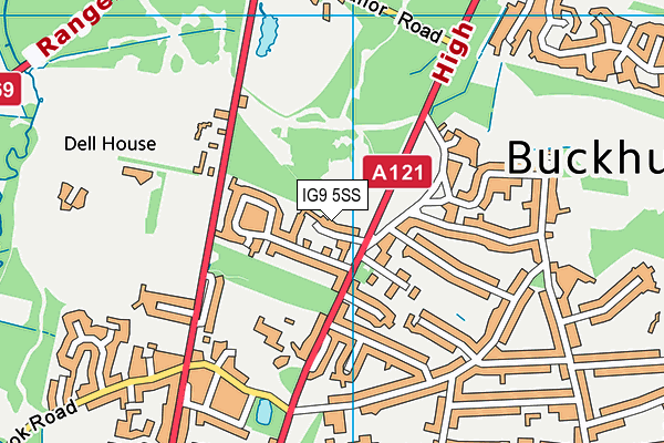 Buckhurst Hill Cricket Club (High Road) map (IG9 5SS) - OS VectorMap District (Ordnance Survey)