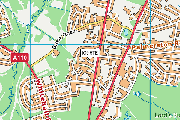 IG9 5TE map - OS VectorMap District (Ordnance Survey)
