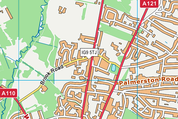 IG9 5TJ map - OS VectorMap District (Ordnance Survey)